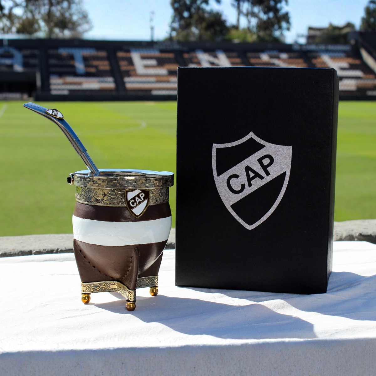 Mate Calabaza Escudo a Color + Tapa del Estadio + Base metalica - Imagen 4