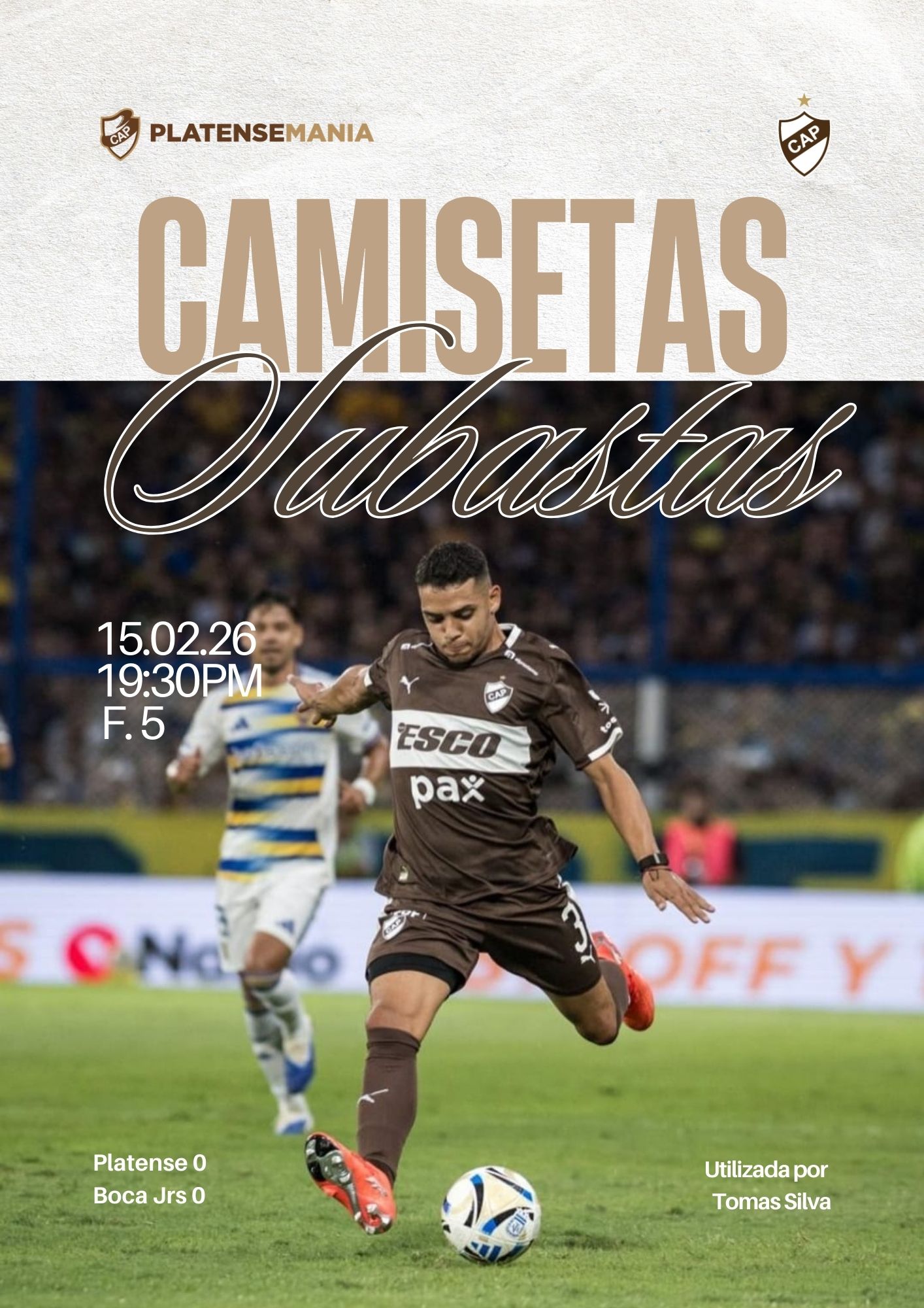 Camiseta Usada en partido vs Boca Jrs x Tomas Silva