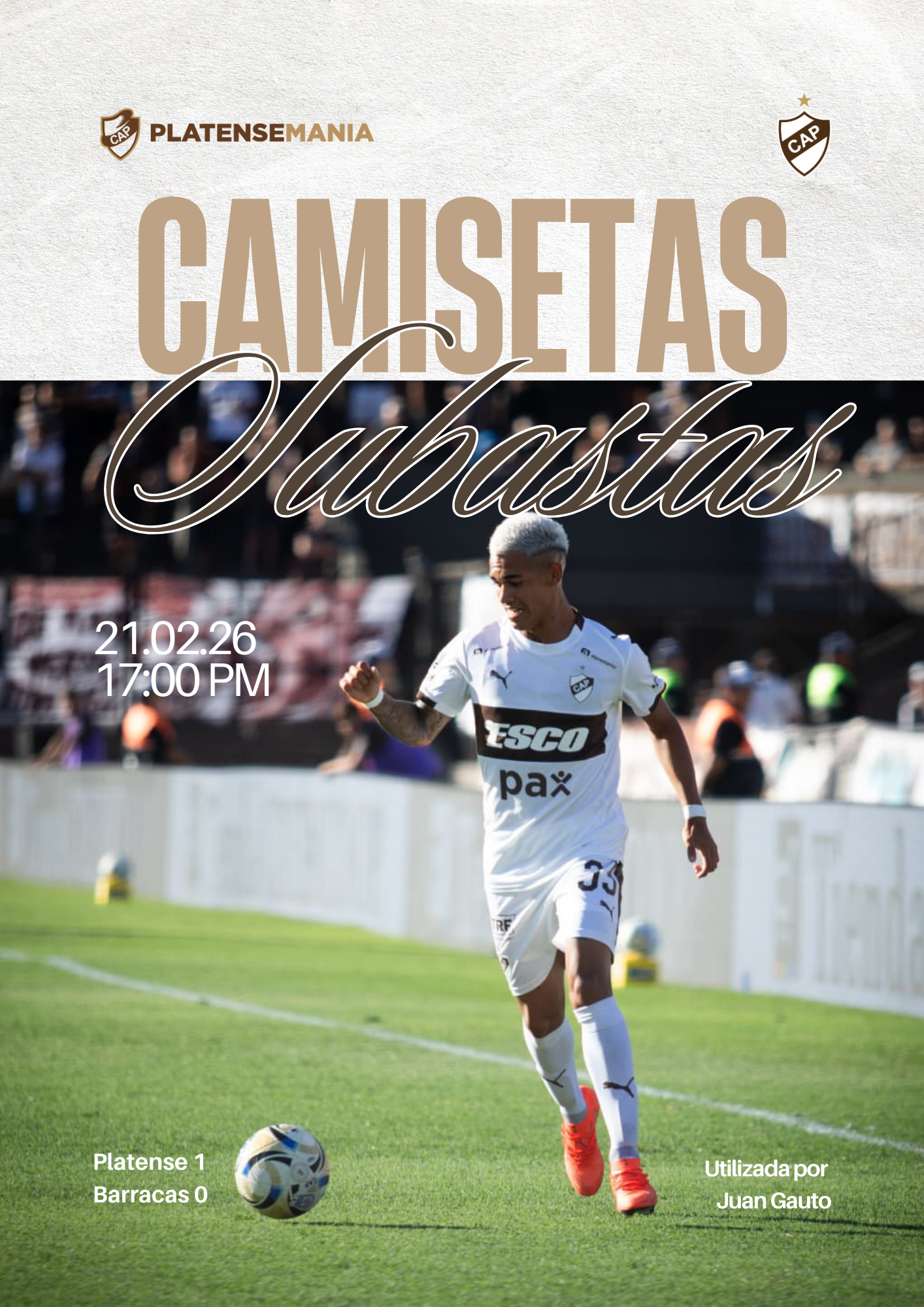 Camiseta Usada en partido vs Barracas x Juan Gauto