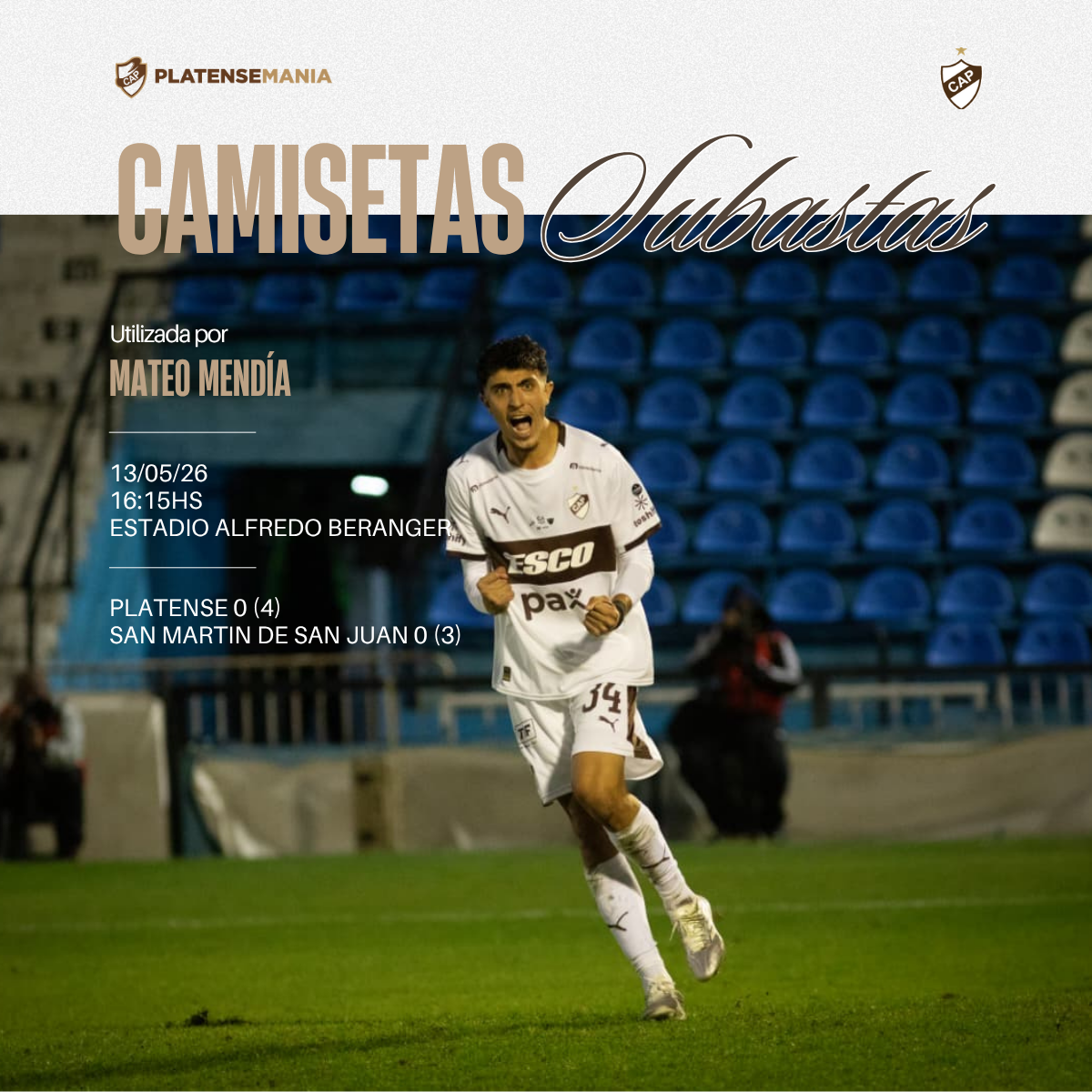 Camiseta Usada en partido vs San Martin de San Juan x Mateo Mendia