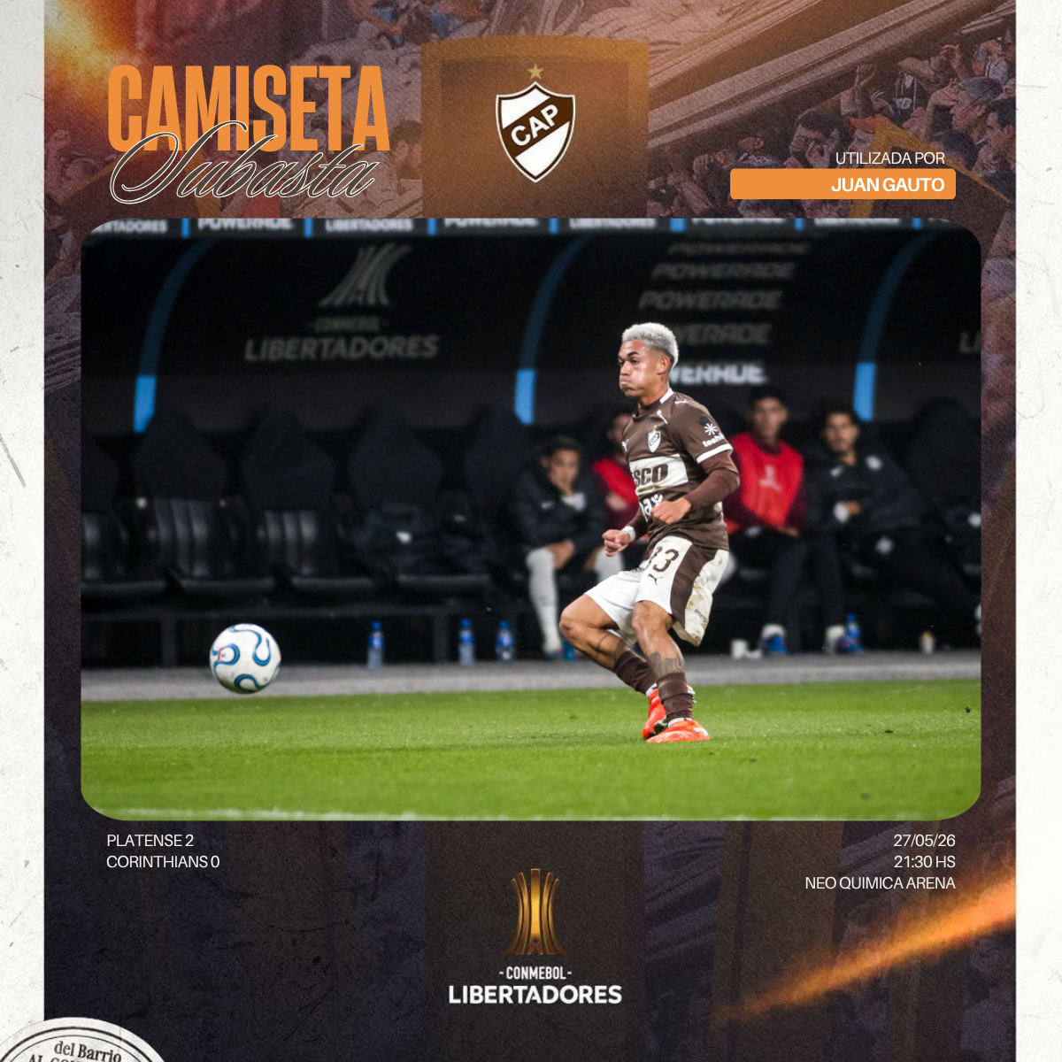 Camiseta Usada en partido vs Corinthians x Juan Gauto